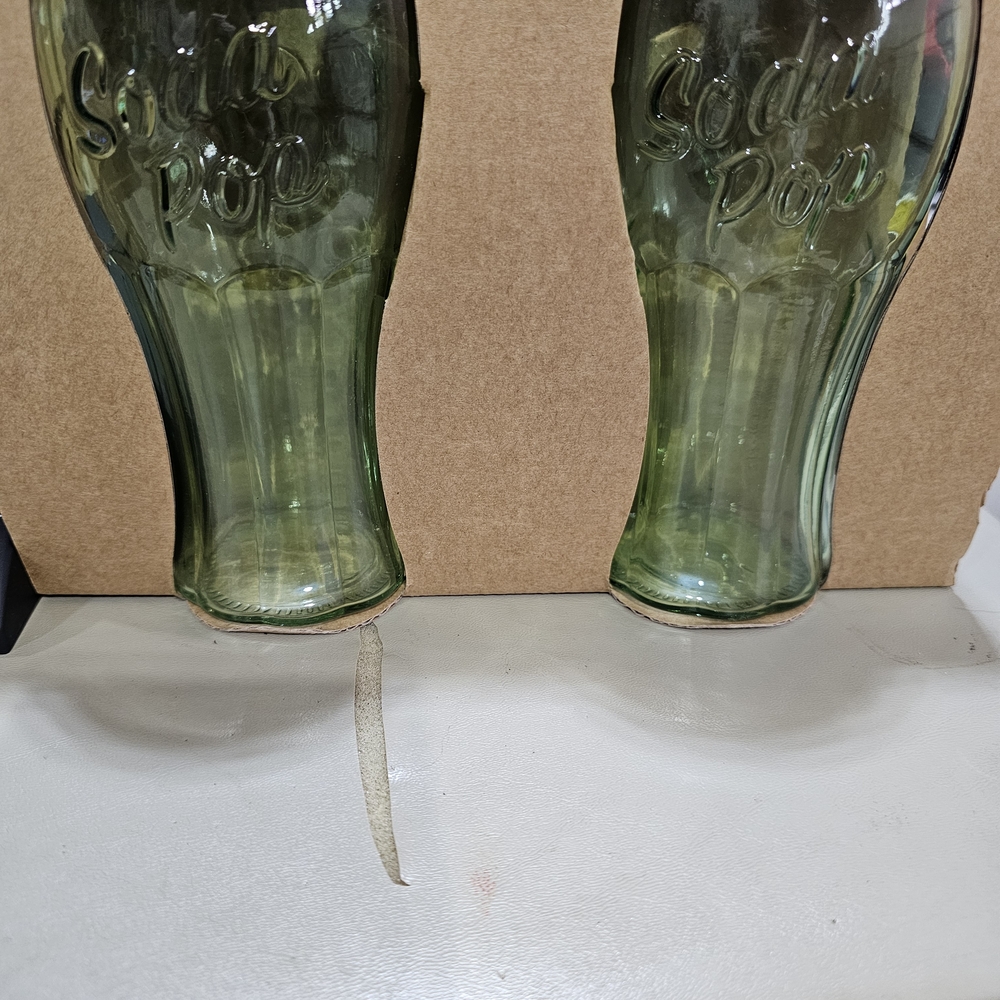 Green Glass Soda Pop Vases